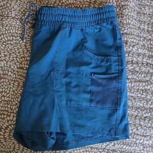 Blue Elastic Waist Shorts